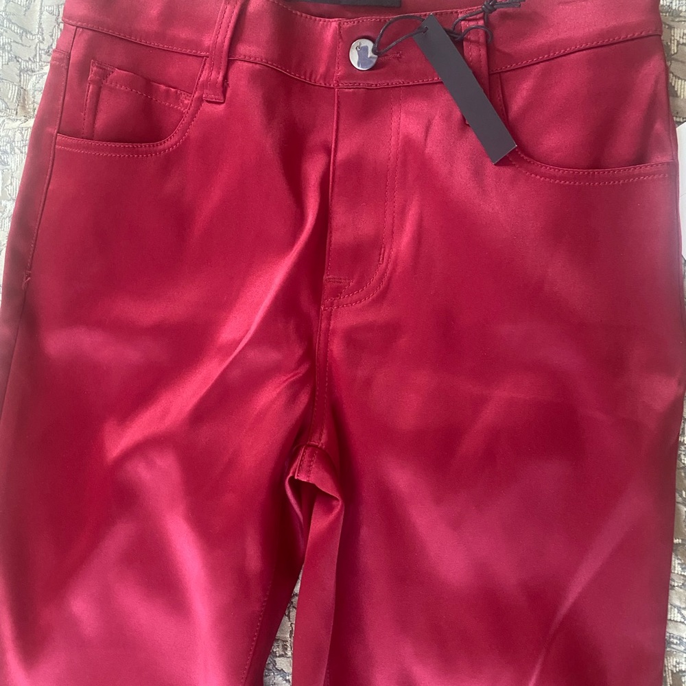 J Brand Womens Mid Rise Flare satin Pants RED Size 26 $298 - Picture 6 of 7